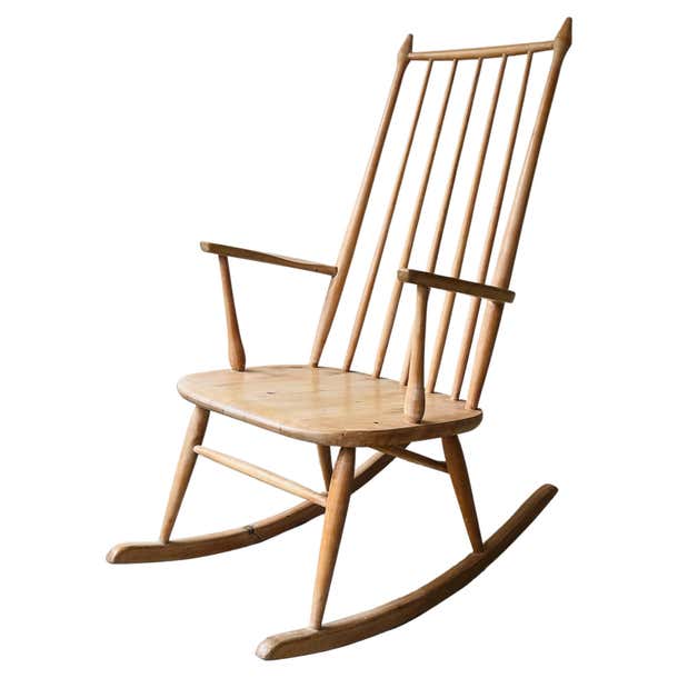 Scandinavian Mid Century Spindle Back Oak Rocking Chair For Sale at ...