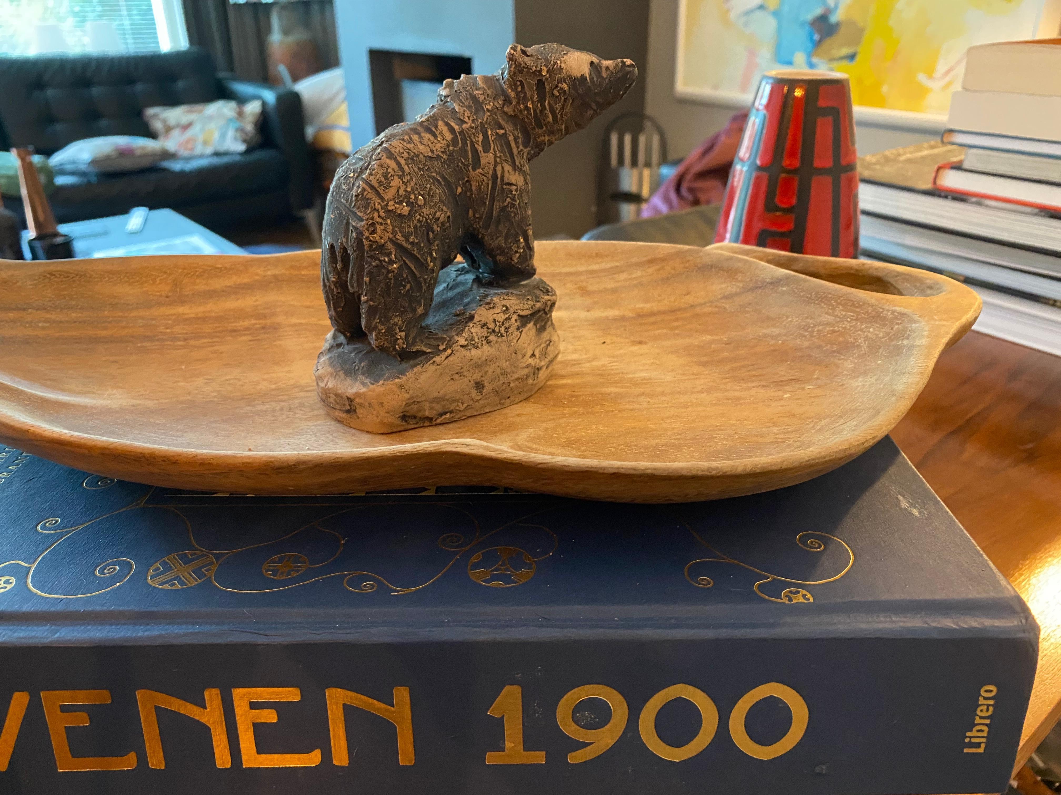 Scandinavian Mid Century Stoneware Bear Sculpture by Tilgmans  Pottery Sweden In Good Condition For Sale In Waddinxveen, ZH