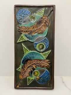 Scandinavian Mid-Century Stoneware Wall Plaque by Tilgmans Pottery