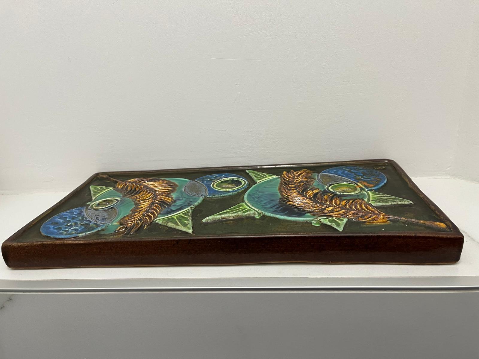 Mid-Century Modern Plaque murale scandinave en grès du milieu du siècle dernier par Tilgmans Pottery en vente