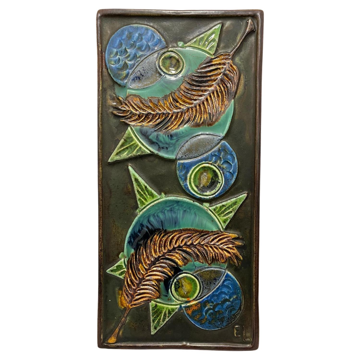 Scandinavian Mid-Century Stoneware Wall Plaque by Tilgmans Pottery