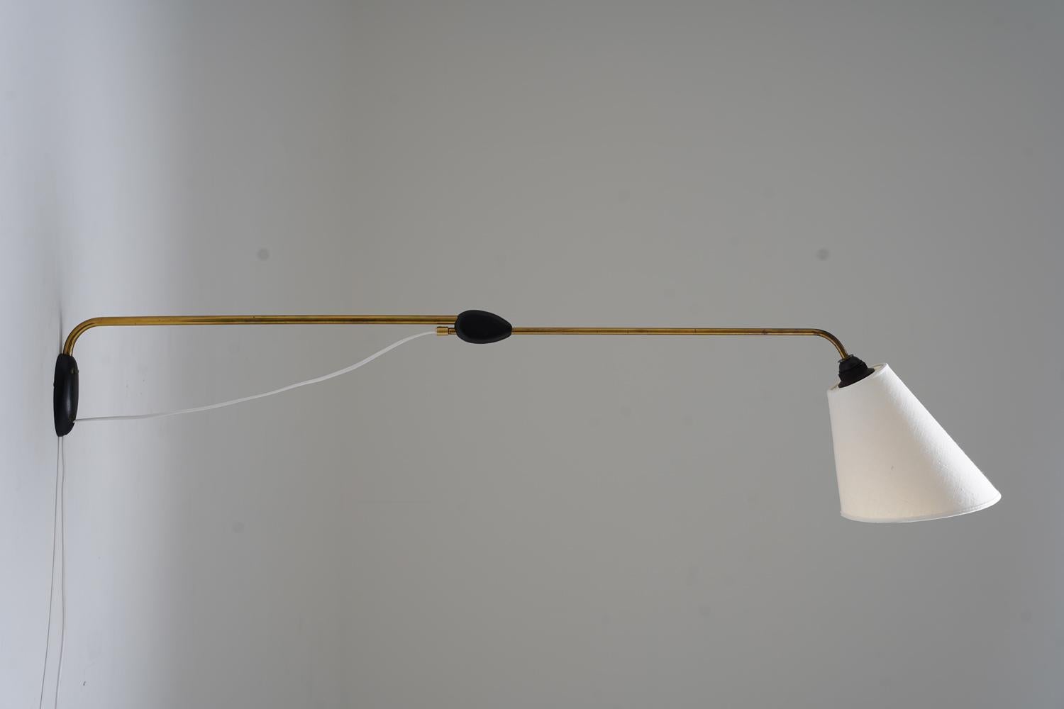 Swedish Scandinavian Mid-Century Swivel Arm Wall Lamp by Pagos For Sale