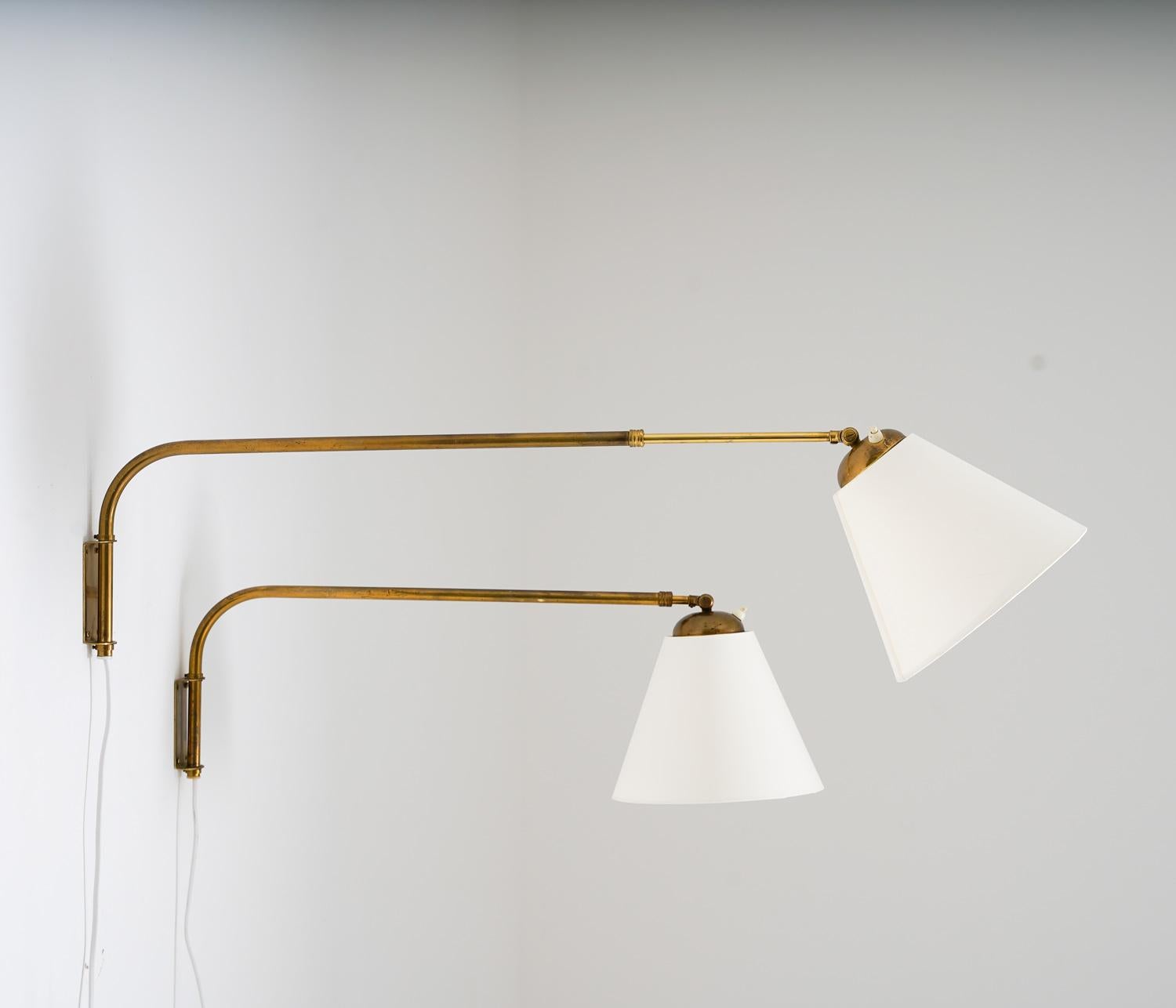 Scandinavian Modern Scandinavian Mid-Century Swivel Arm Wall Lamps For Sale