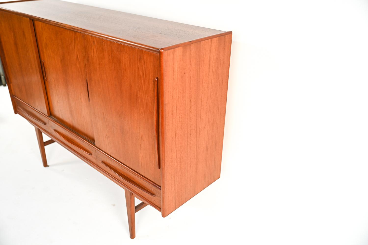 Scandinavian Mid-Century Teak Highboard Cabinet 1