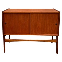 Vintage Scandinavian Mid Century Teak Record Cabinet