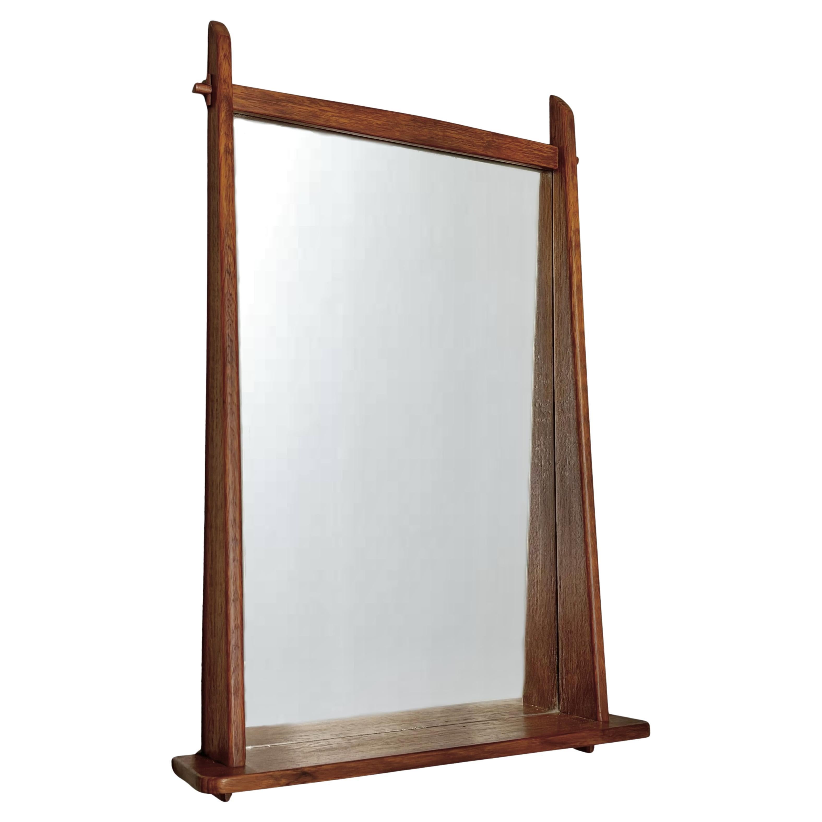 Scandinavian mid-century teak wall mirror with shelf, Sweden, 1950s