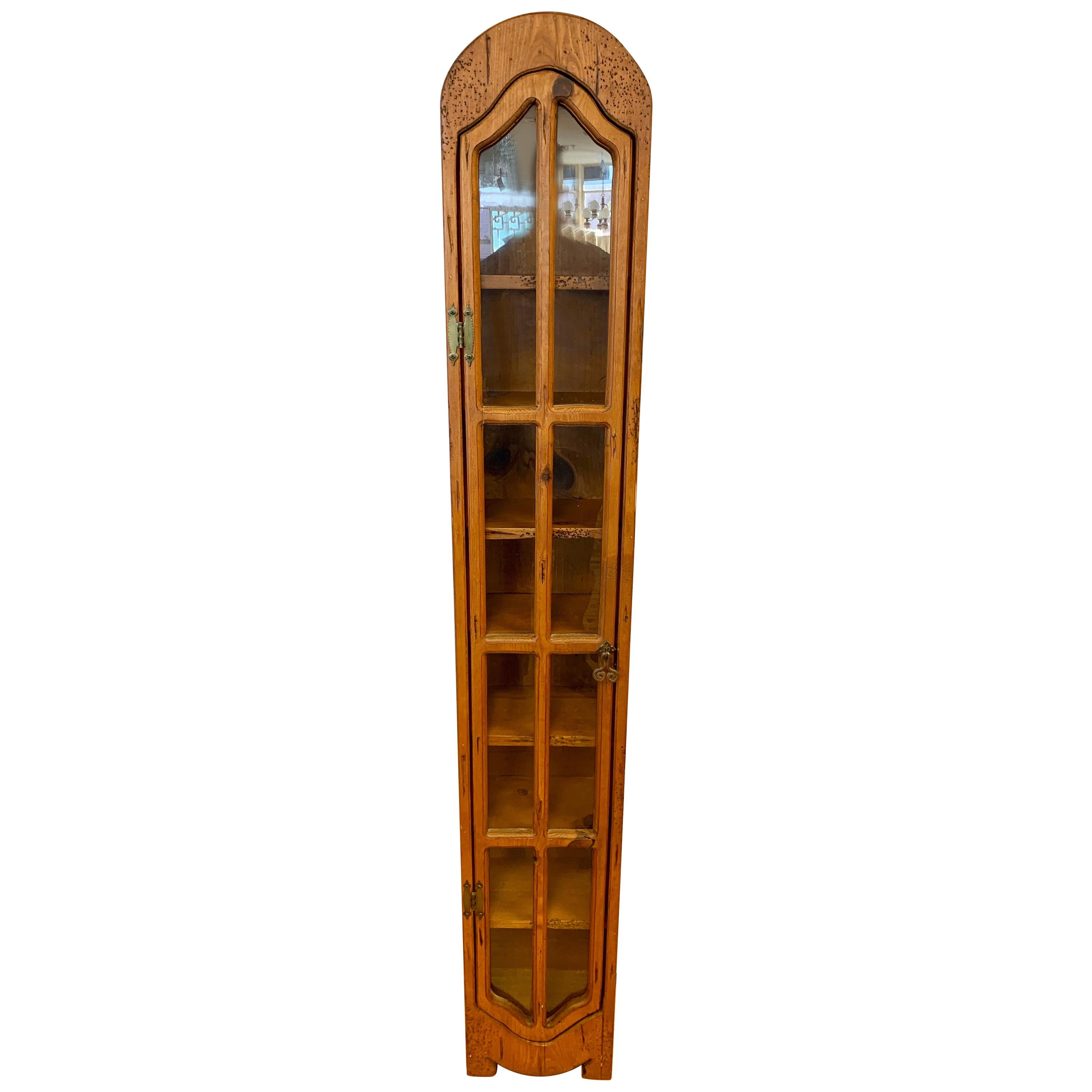 Scandinavian Midcentury Very Narrow Danish Display Case Cabinet Eight Shelves