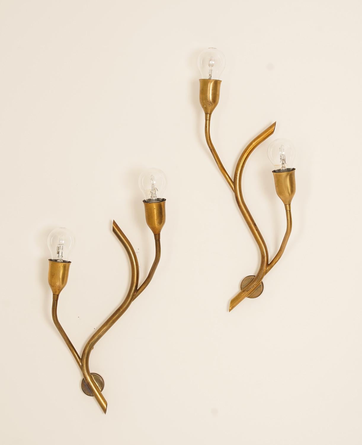 Brass Scandinavian Mid Century Wall Lamps by Astra