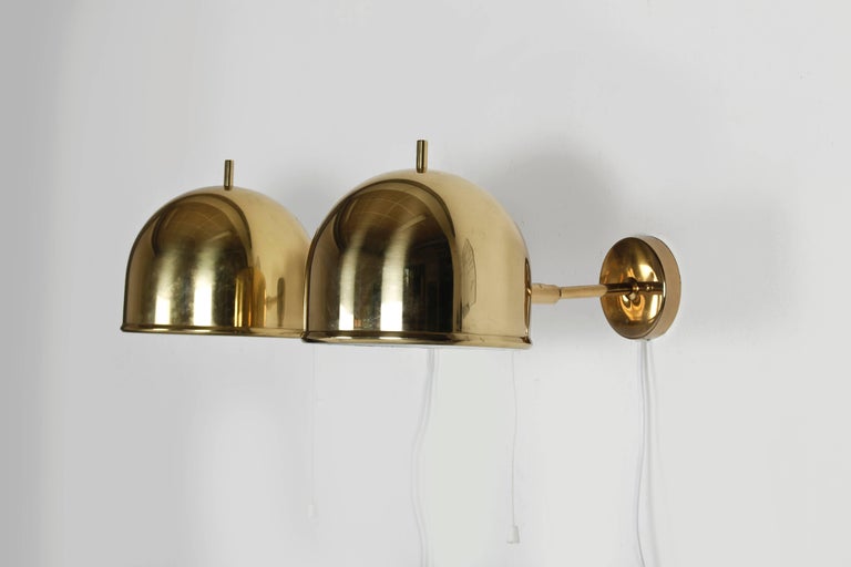 Mid-Century Modern Scandinavian Midcentury Wall Lamps in Brass by Bergboms, Sweden For Sale