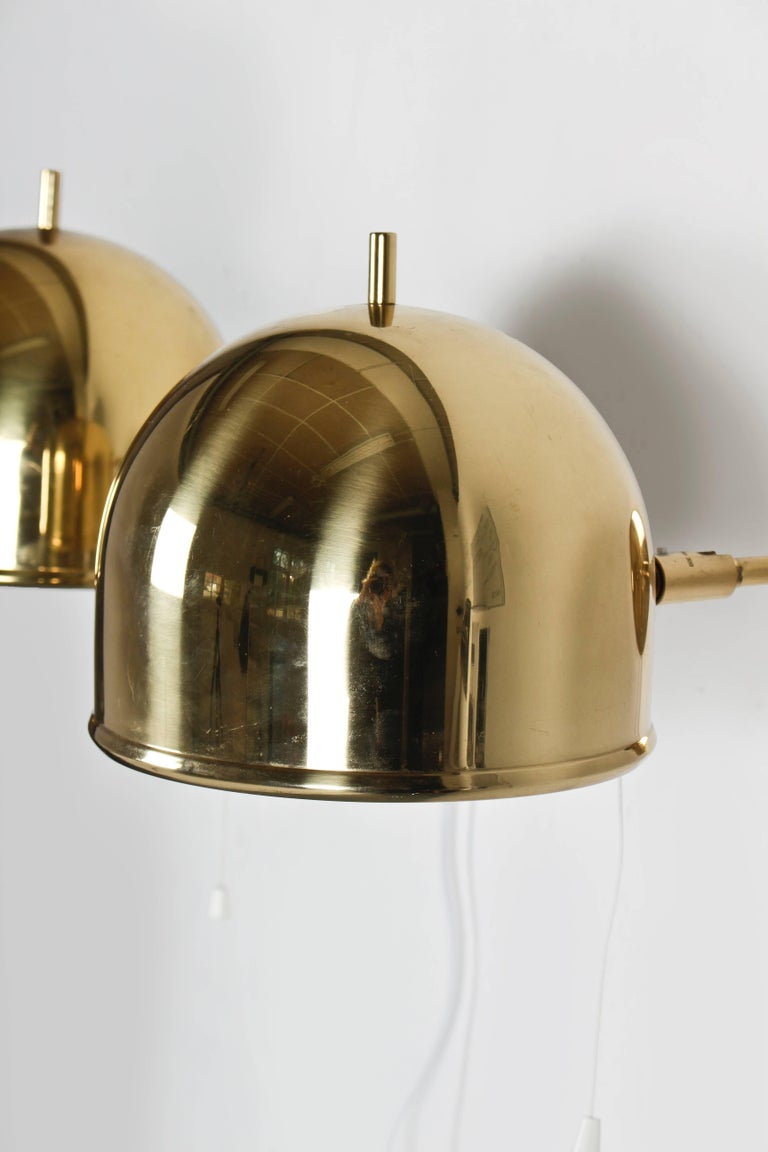 Swedish Scandinavian Midcentury Wall Lamps in Brass by Bergboms, Sweden For Sale