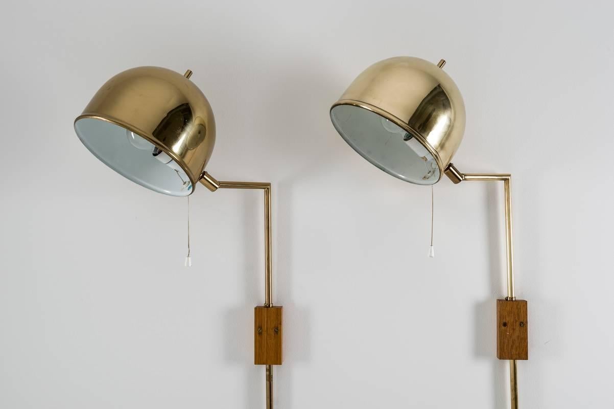Mid-Century Modern Scandinavian Midcentury Wall Lamps in Brass by Bergboms, Sweden
