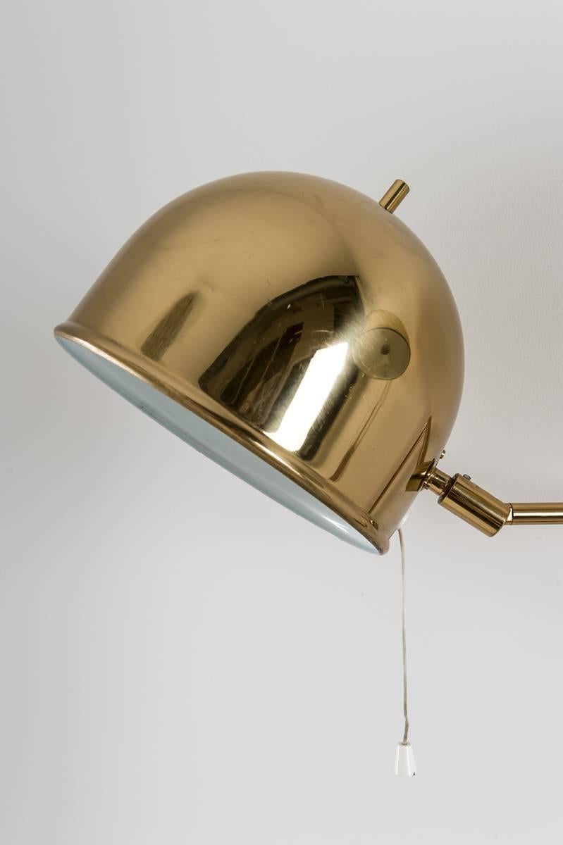 Scandinavian Midcentury Wall Lamps in Brass by Bergboms, Sweden In Good Condition In Karlstad, SE