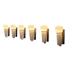 Scandinavian Mid-Century Wall Lights in Opaline Glass and Brass