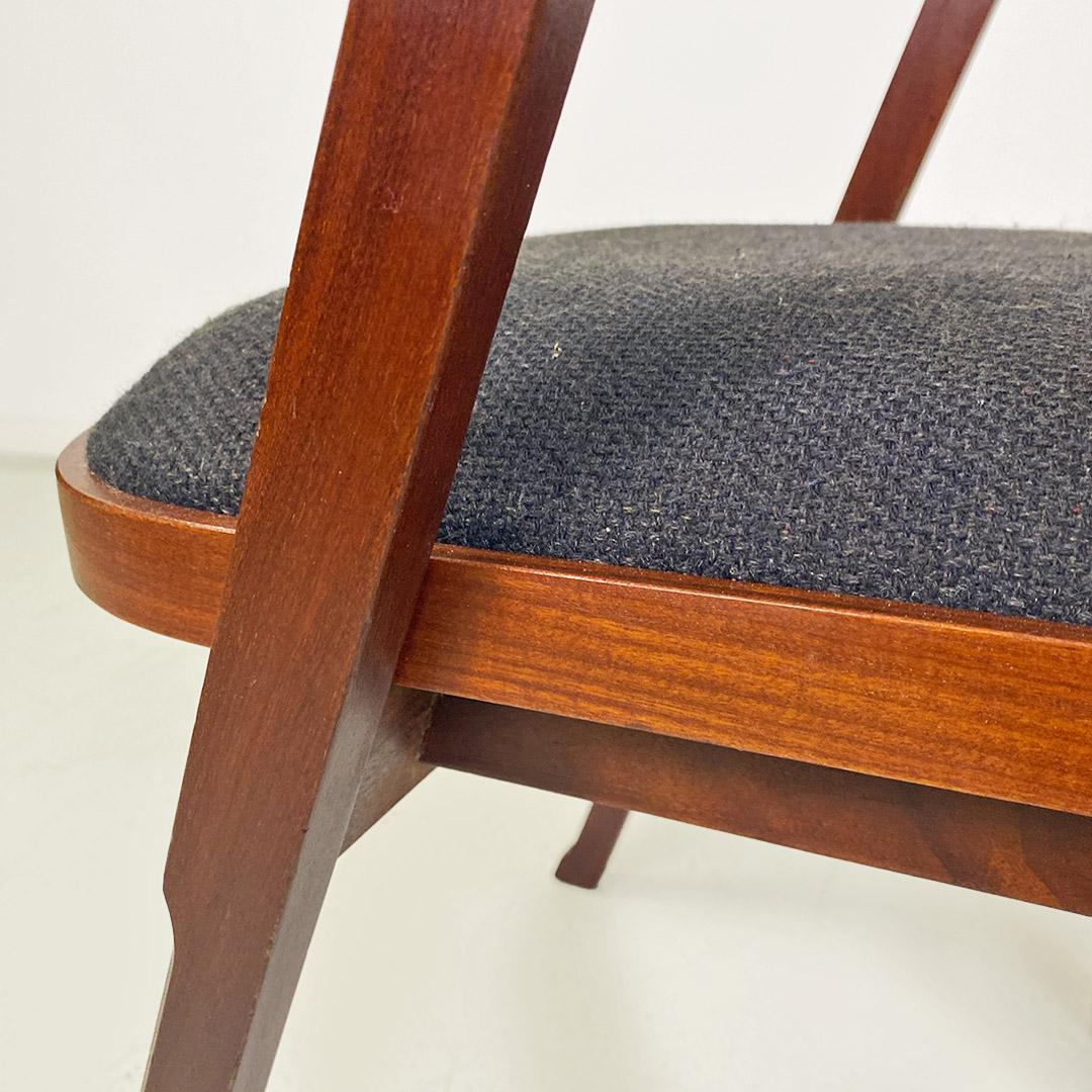 Scandinavian mid century wood and dark grey fabric chair with armrests, 1960s For Sale 5