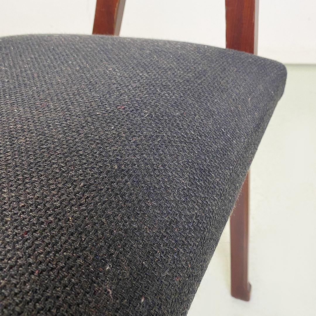 Scandinavian mid century wood and dark grey fabric chair with armrests, 1960s For Sale 6