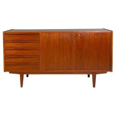 Scandinavian Midcentury Wood Sideboard with Drawers and Hinged Doors, 1960s