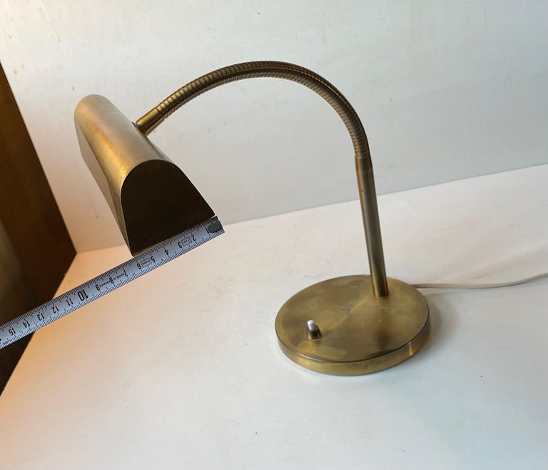 Scandinavian Midcentury Bankers Desk Lamp in Brass from E. S. Horn, 1950s 4