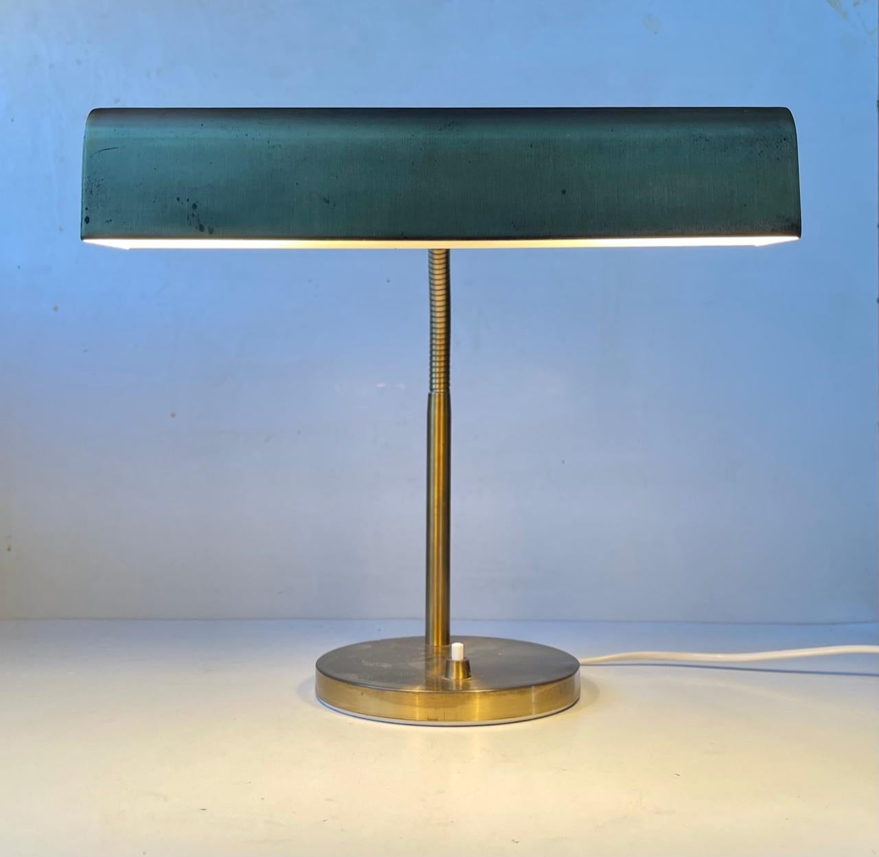 Scandinavian Midcentury Bankers Desk Lamp in Brass from E. S. Horn, 1950s 5