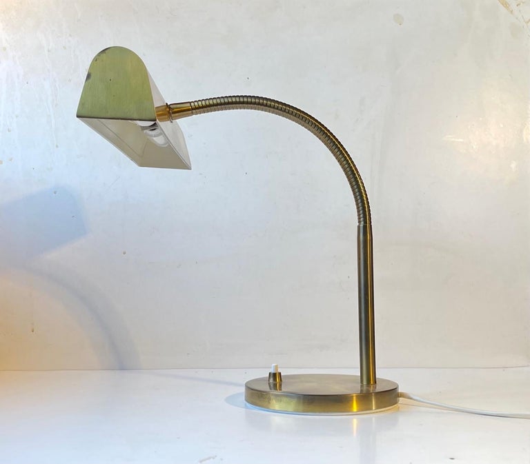 Mid-Century Modern Scandinavian Midcentury Bankers Desk Lamp in Brass from E. S. Horn, 1950s