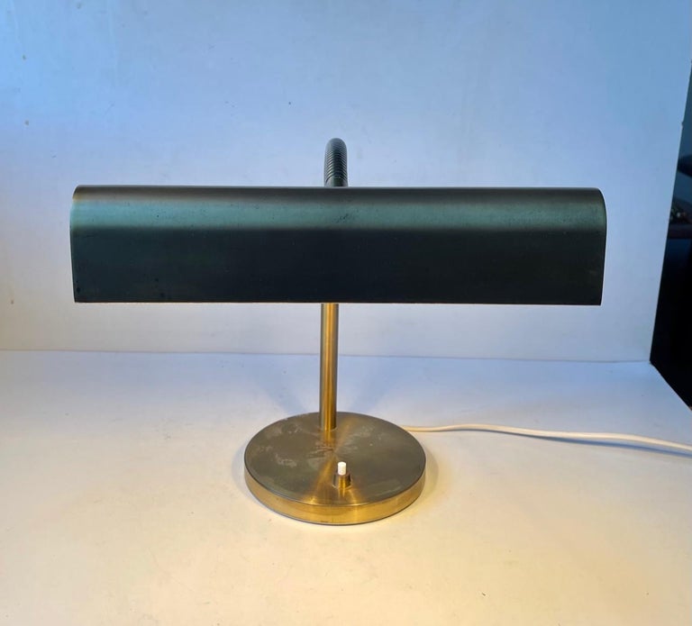 Danish Scandinavian Midcentury Bankers Desk Lamp in Brass from E. S. Horn, 1950s