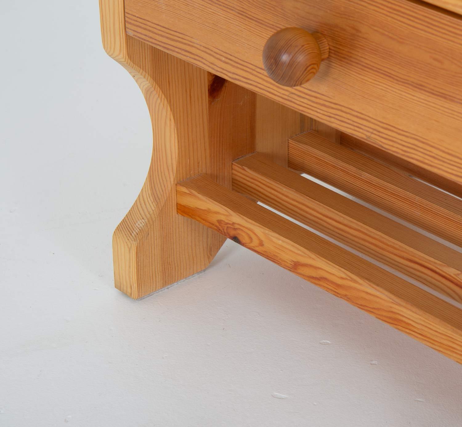 Swedish Scandinavian Midcentury Bedside Tables in Pine