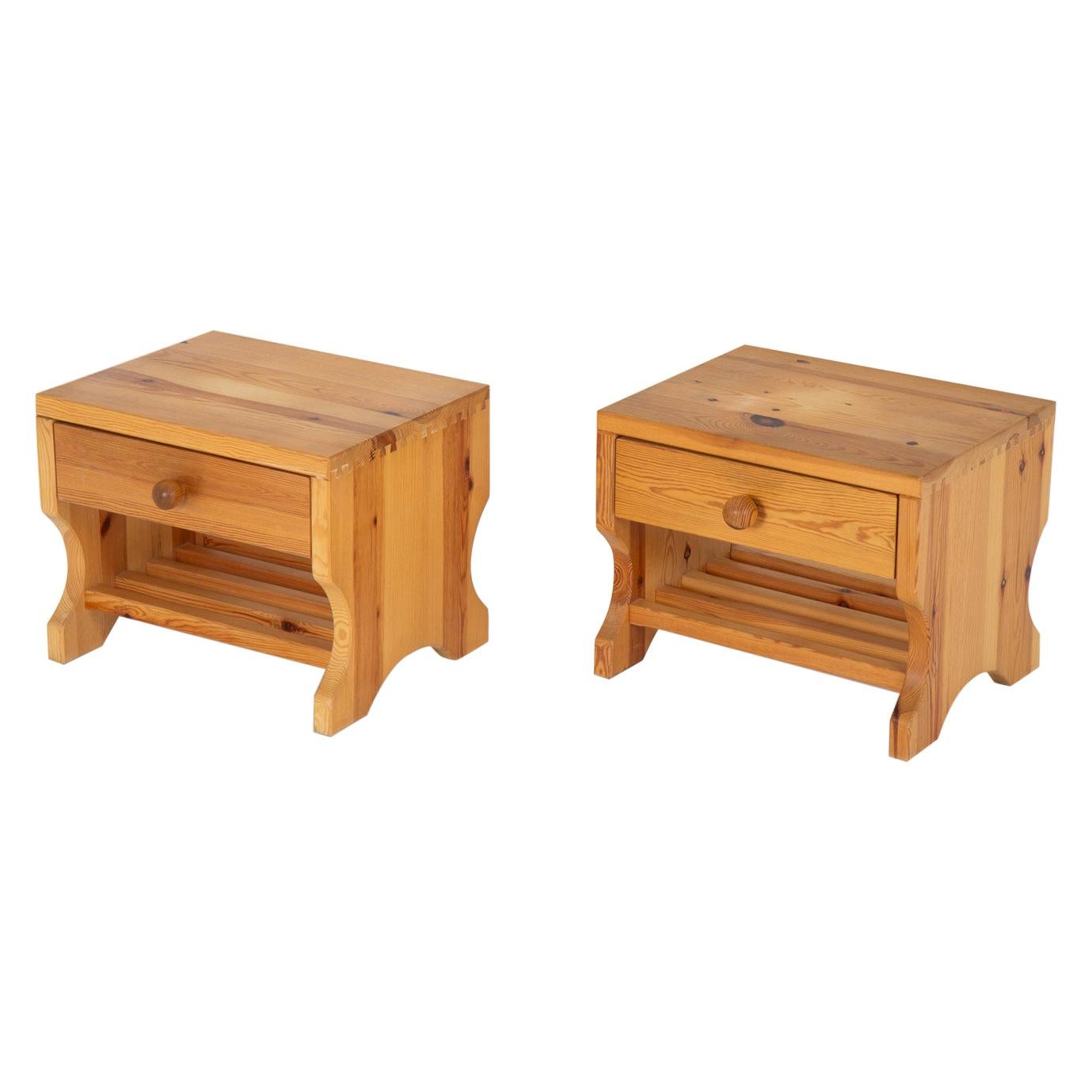 Scandinavian Midcentury Bedside Tables in Pine