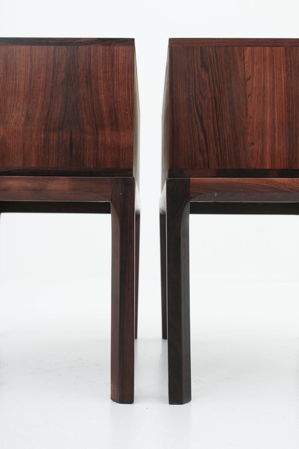 Scandinavian Midcentury Bedside Tables in Rosewood by Kai Kristiansen, 1960s In Good Condition In Karlstad, SE