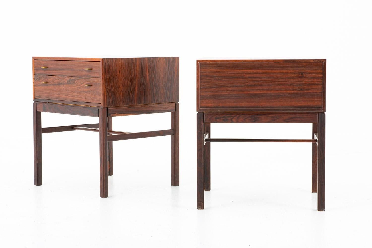 Swedish Scandinavian Midcentury Bedside Tables in Rosewood, Model Casino, 1960s