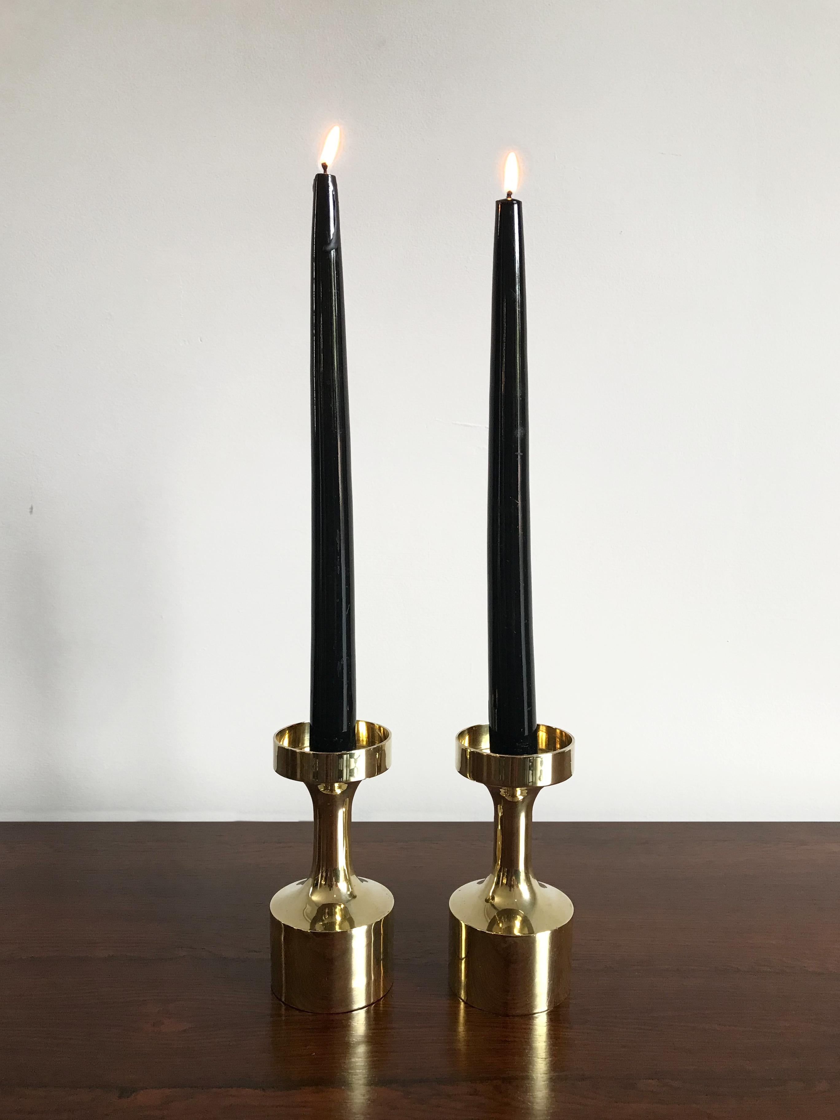 Scandinavian Midcentury Brass Candleholders, Denmark 1950s For Sale at  1stDibs