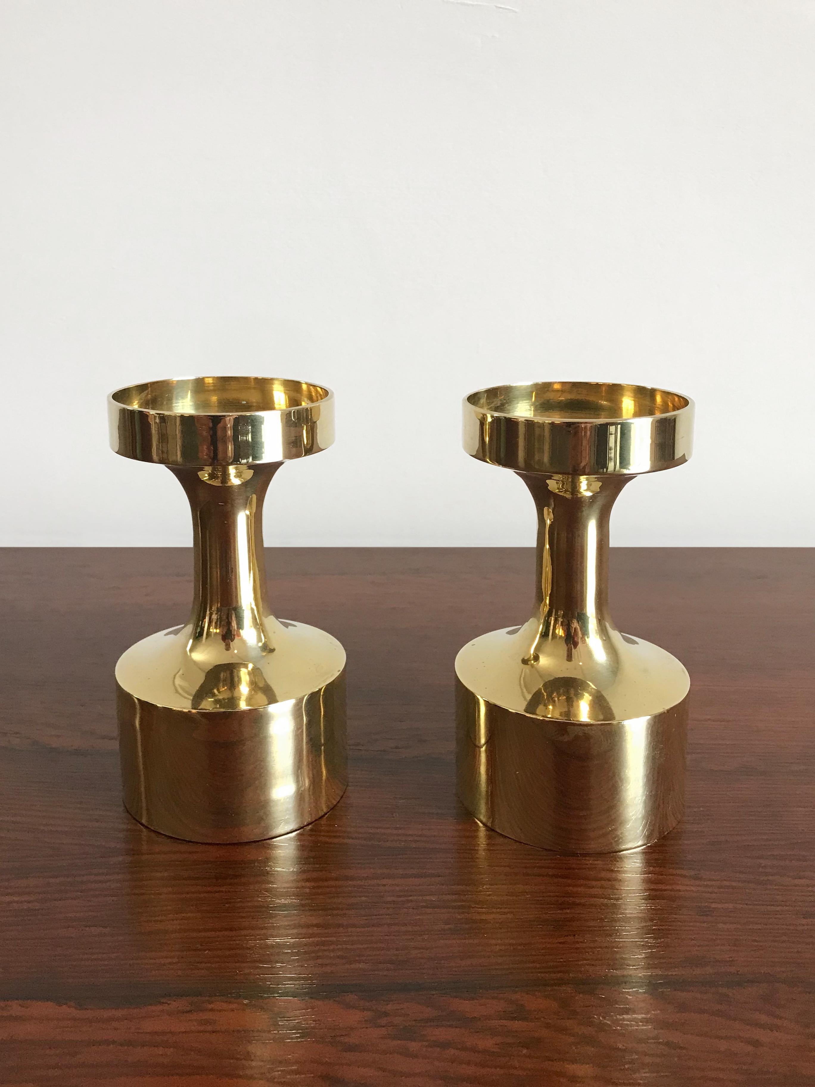 Scandinavian Modern Scandinavian Midcentury Brass Candleholders, Denmark 1950s