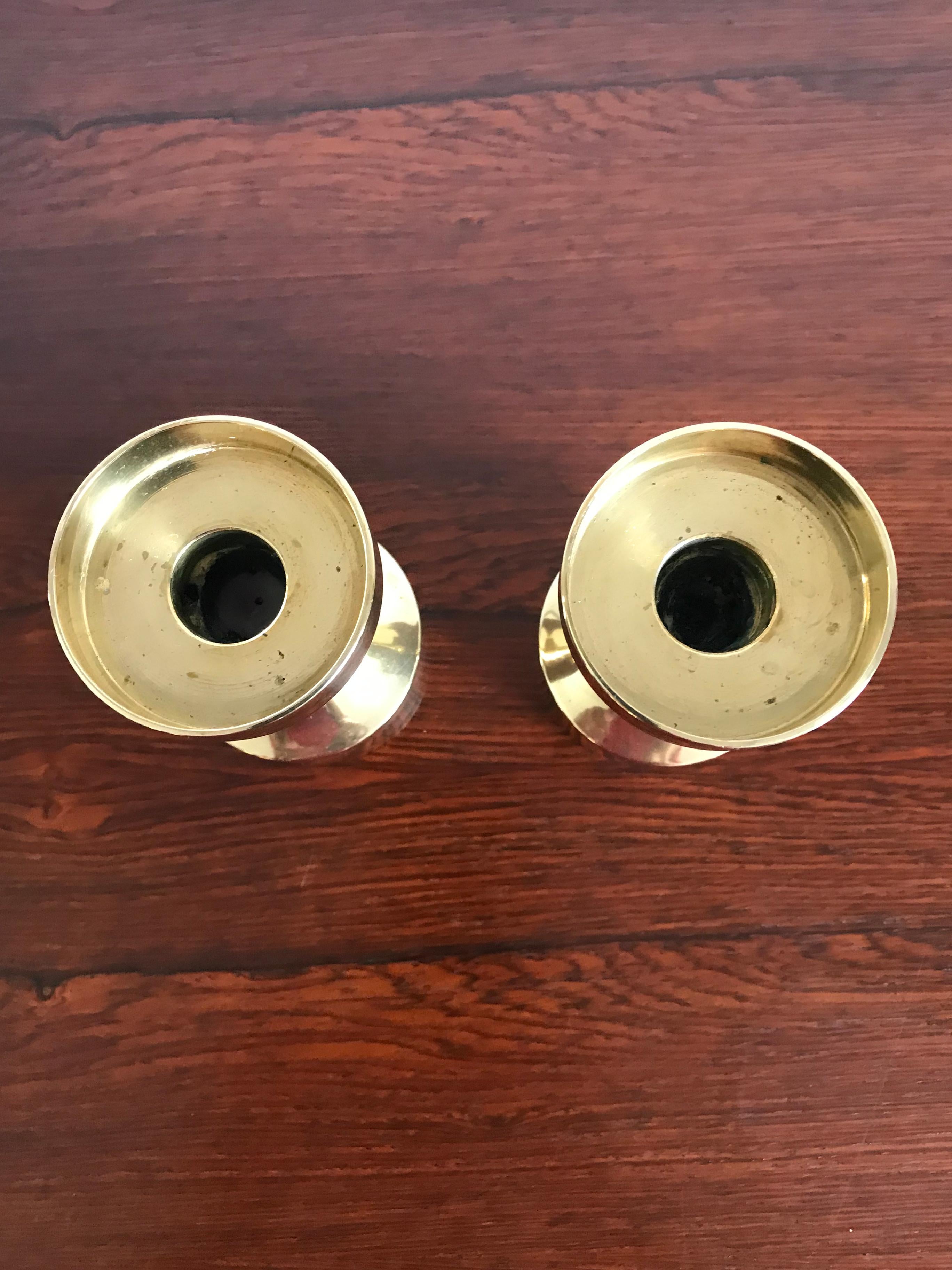Danish Scandinavian Midcentury Brass Candleholders, Denmark 1950s