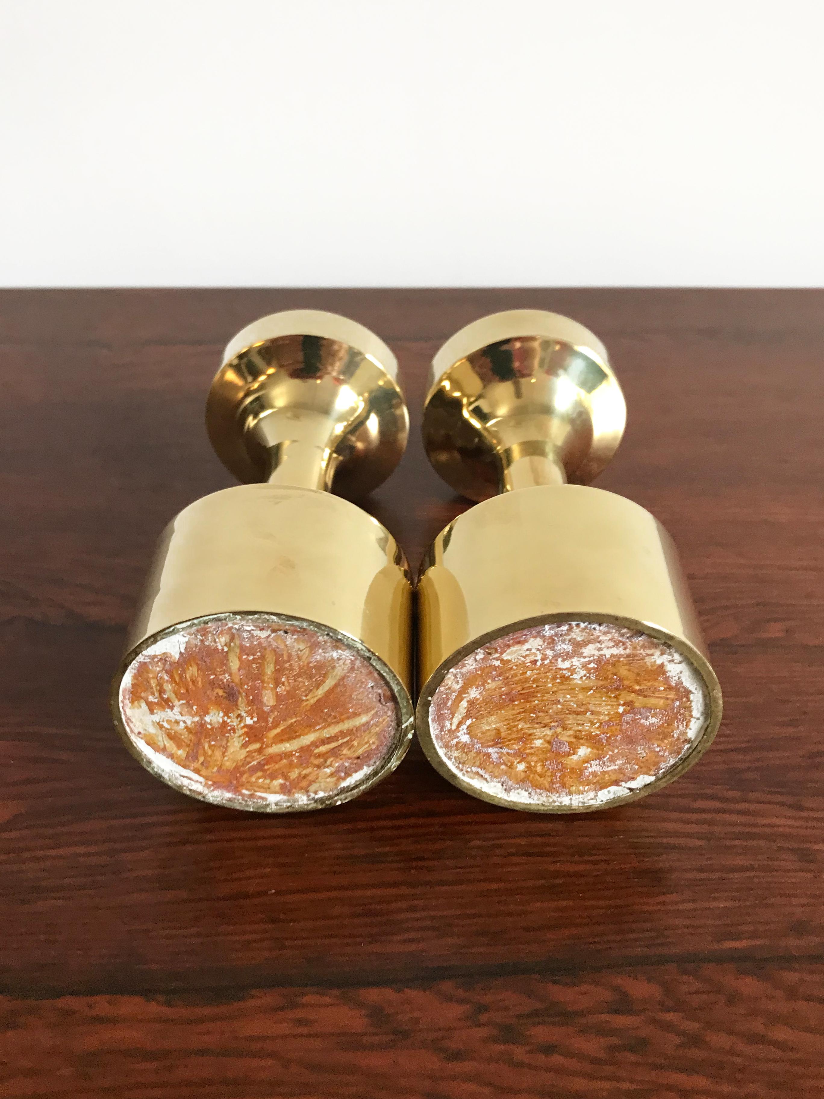 Scandinavian Midcentury Brass Candleholders, Denmark 1950s In Good Condition In Reggio Emilia, IT