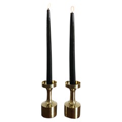 Scandinavian Midcentury Brass Candleholders, Denmark 1950s