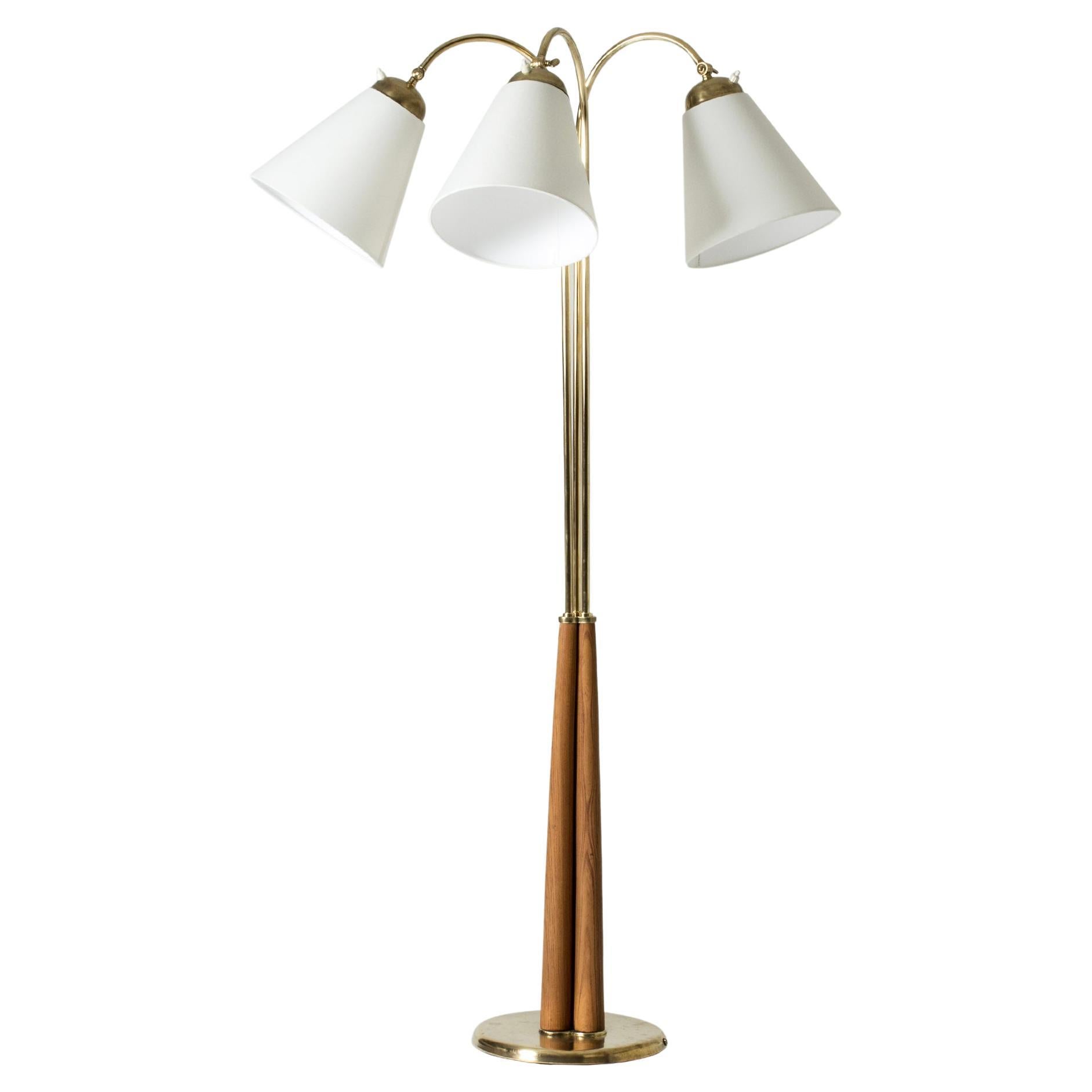 Scandinavian Midcentury Brass Floor Lamp, Sweden, 1940s