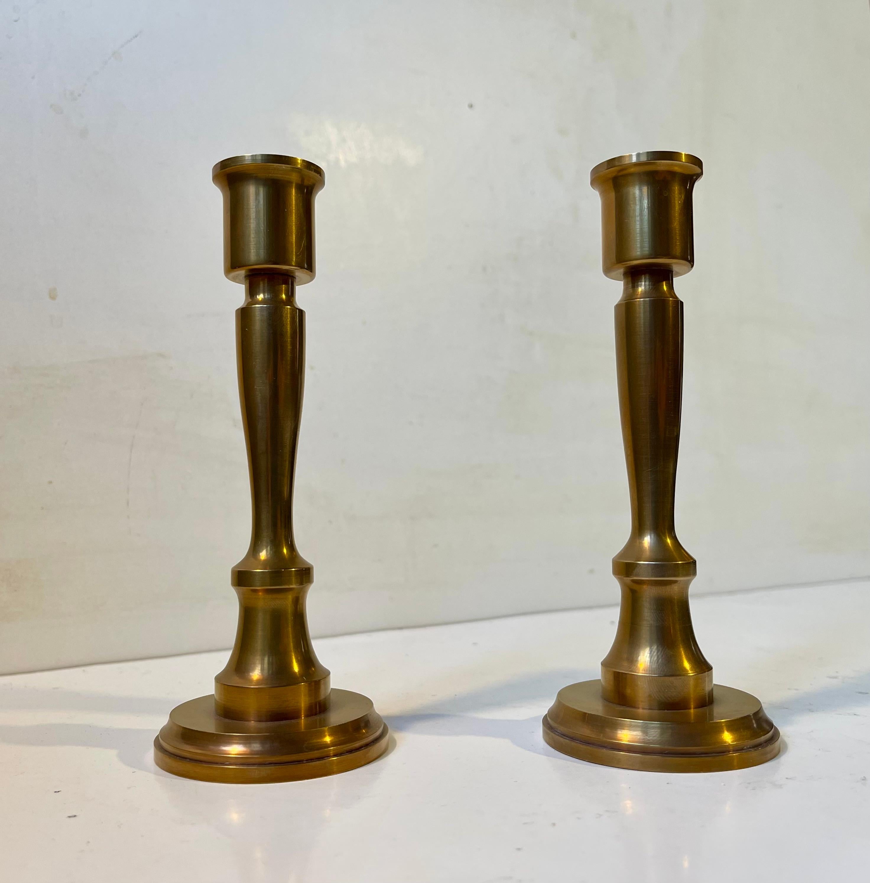 Mid-Century Modern Scandinavian Midcentury Candlesticks in Bronze by TH. P, 1970s For Sale