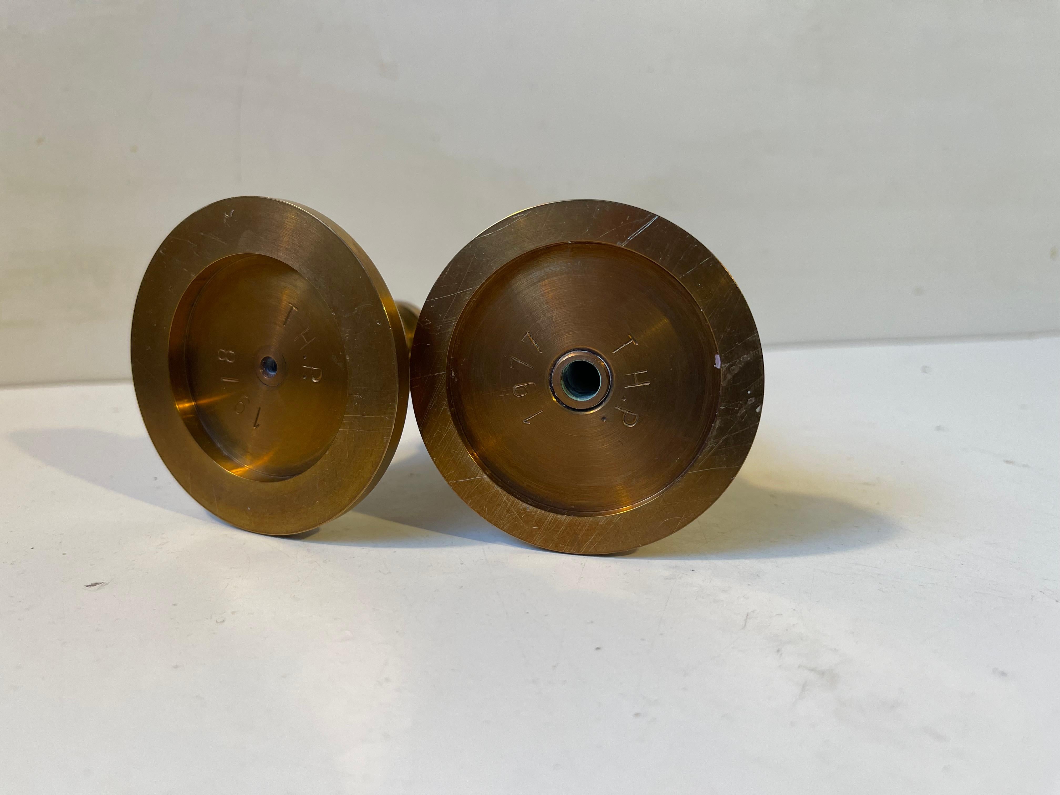 Late 20th Century Scandinavian Midcentury Candlesticks in Bronze by TH. P, 1970s For Sale