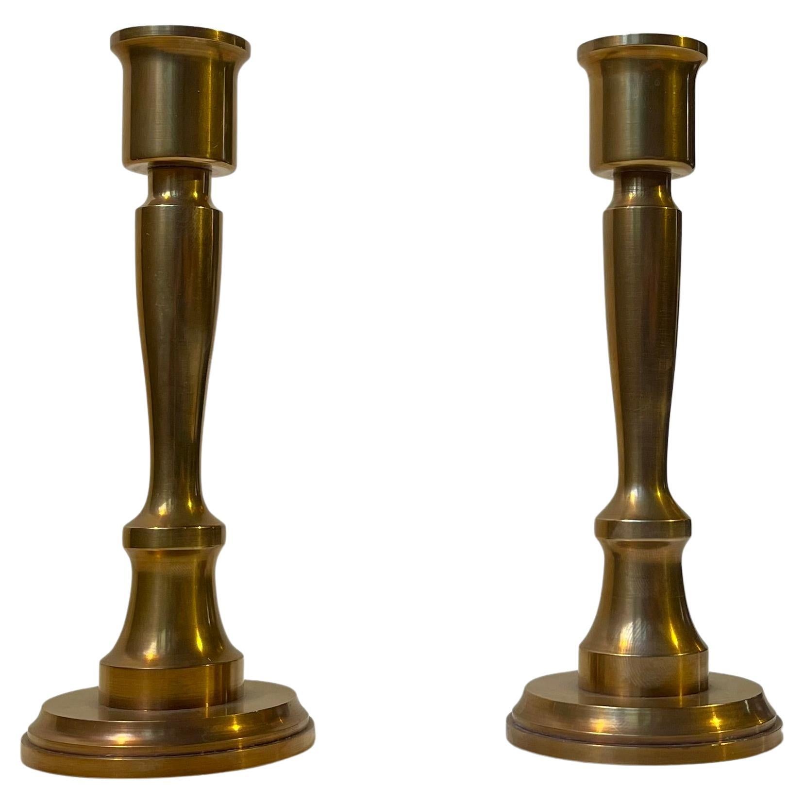 Scandinavian Midcentury Candlesticks in Bronze by TH. P, 1970s