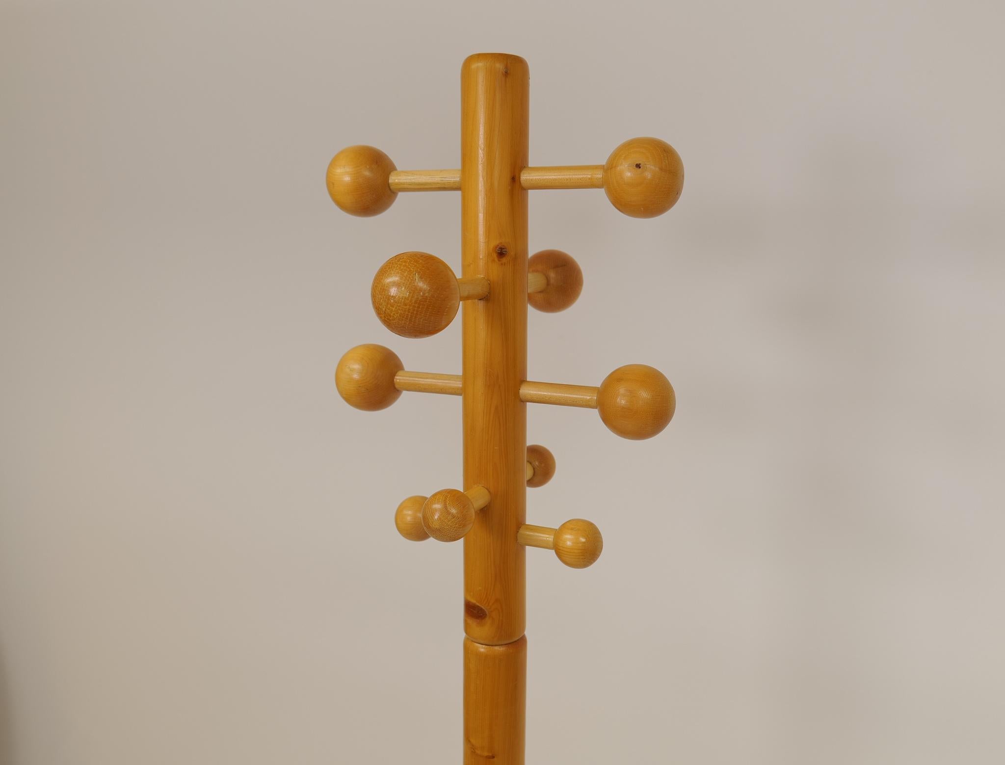 Swedish Scandinavian Midcentury Coat Rack in Pine, 1970s