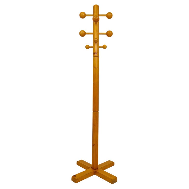 Scandinavian Midcentury Coat Rack in Pine, 1970s at 1stDibs