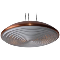 Scandinavian Midcentury Copper Ceiling Saucer Lamp Norwegian Røste & Co, 1960s