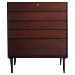 Vintage Scandinavian Midcentury Dark Wood Chest of Drawers, Denmark 1950s