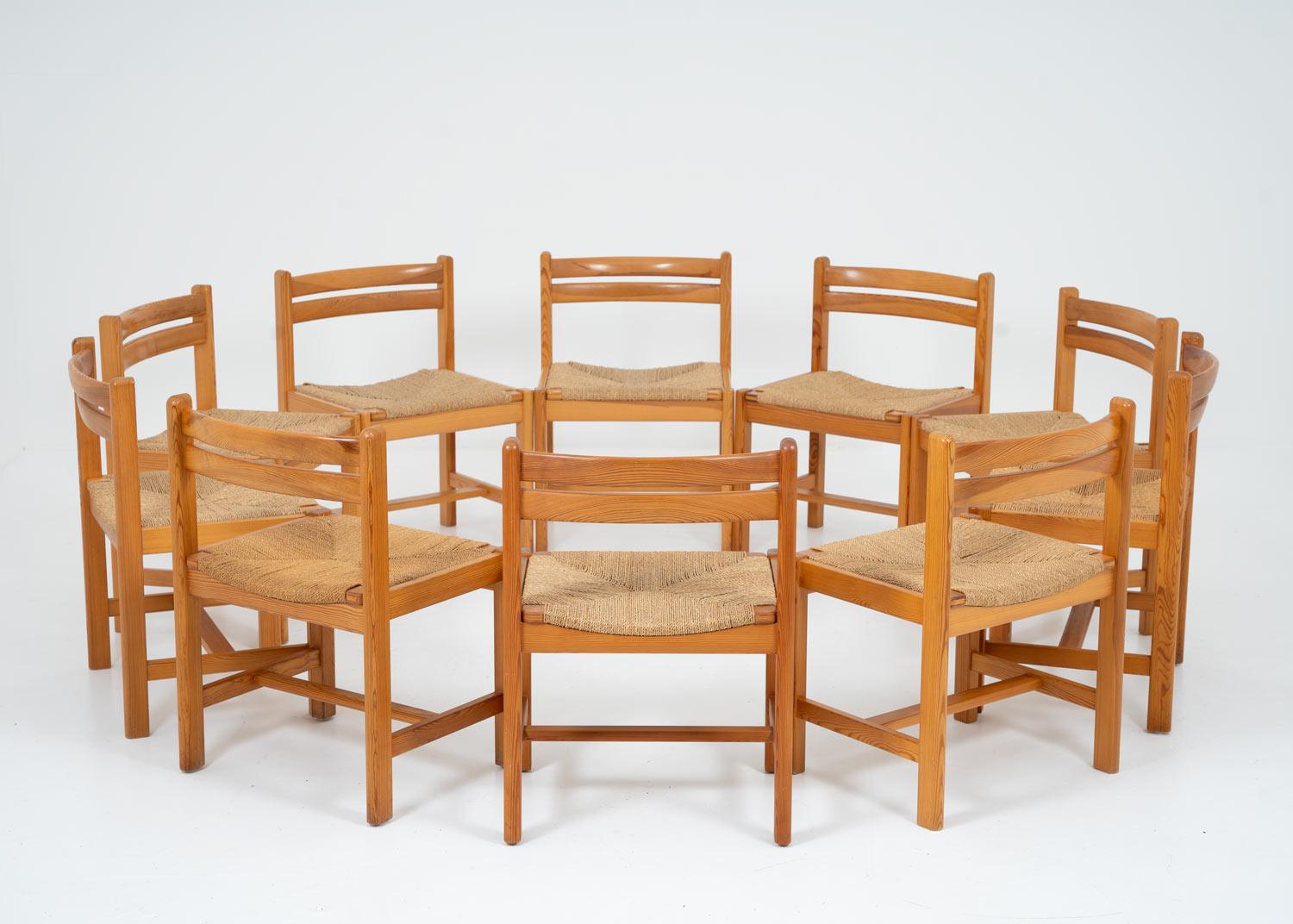 Original set of ten dining chairs model 