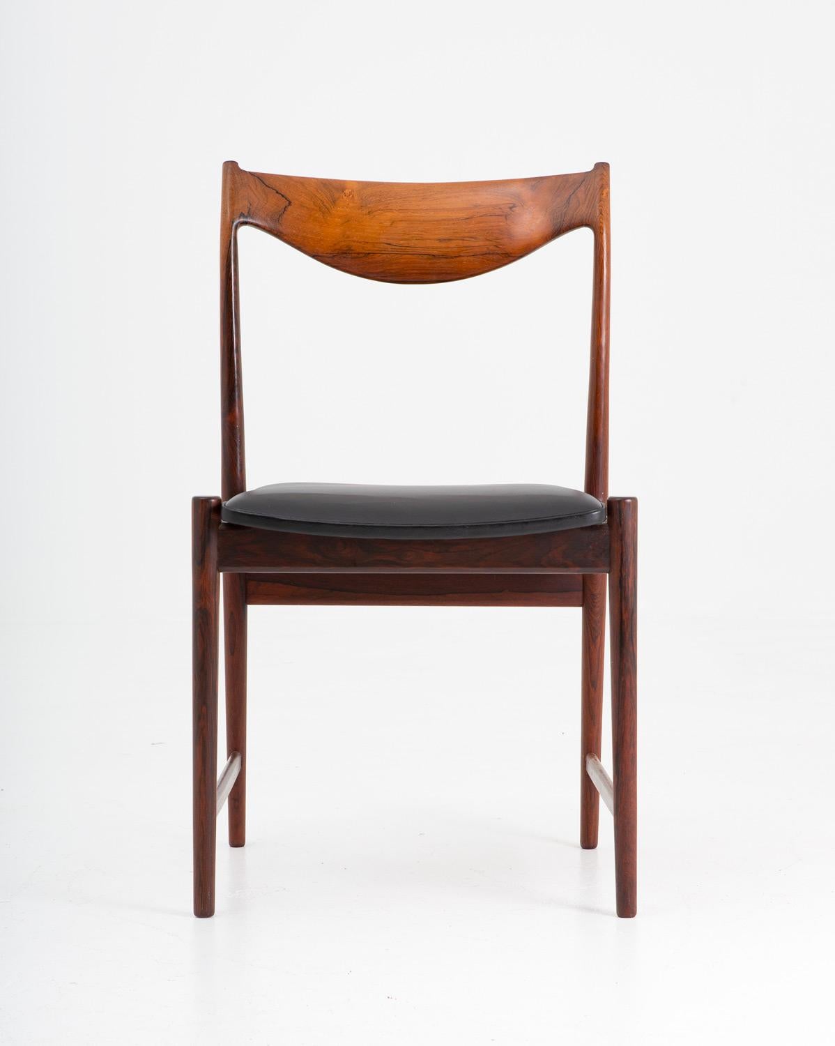 Scandinavian midcentury dining chairs model Darby by Torbjørn Afdal for Nesjestranda Møbelfabrik, Norway.
These sculptural rosewood chairs are constructed with an impressive sense for quality and design.

Condition: Close to excellent condition