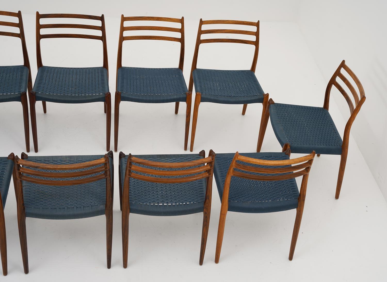 Danish Scandinavian Midcentury Dining Chairs Model 78 by Niels Otto Møller For Sale