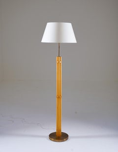 Scandinavian Midcentury Floor Lamp in Brass and Bamboo by Bergboms, Sweden