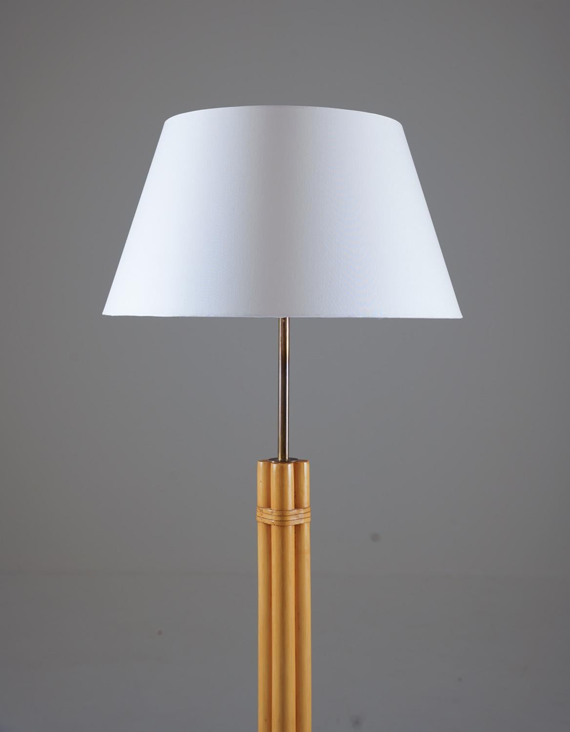 Scandinavian Modern Scandinavian Midcentury Floor Lamp in Brass and Bamboo by Bergboms, Sweden For Sale
