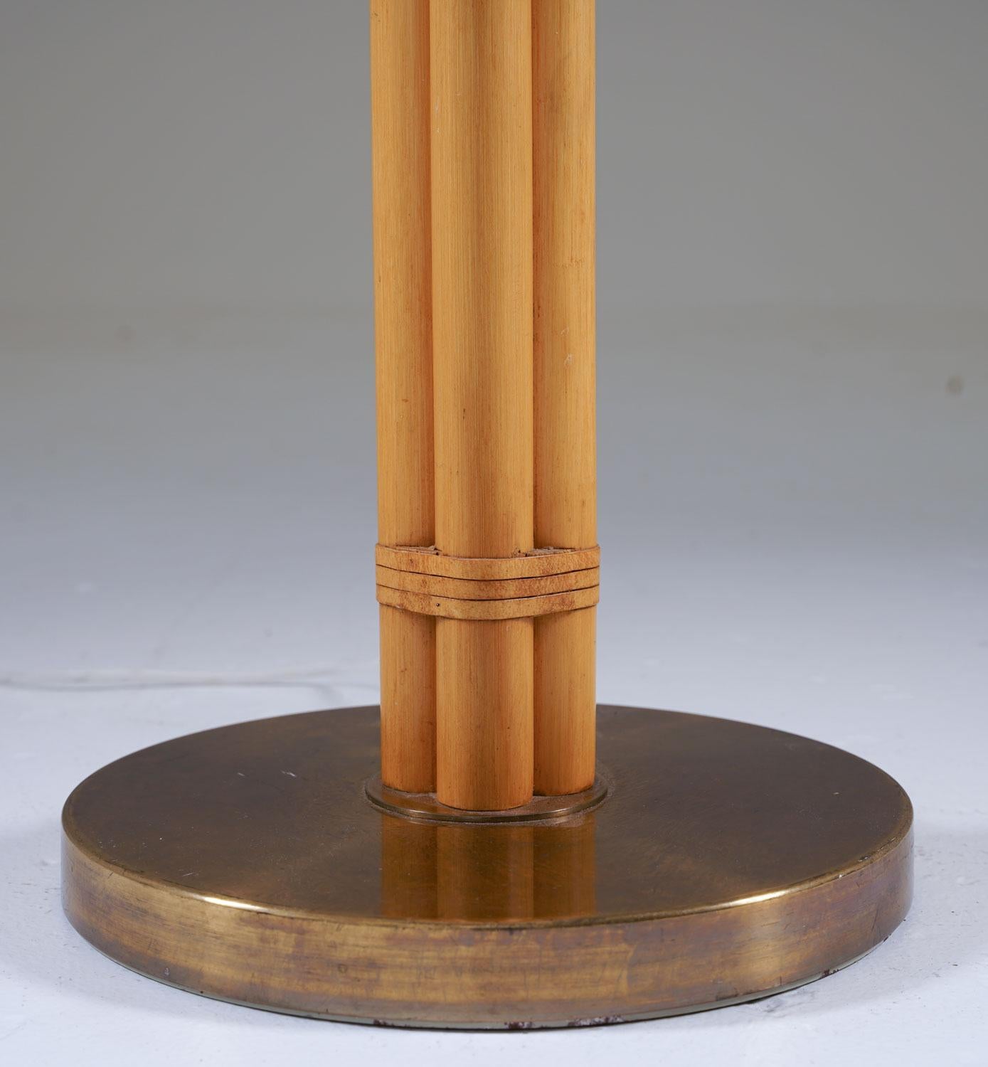 20th Century Scandinavian Midcentury Floor Lamp in Brass and Bamboo by Bergboms, Sweden For Sale