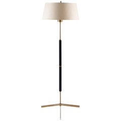 Scandinavian Midcentury Floor Lamp in Brass and Wood by Bergboms, Sweden