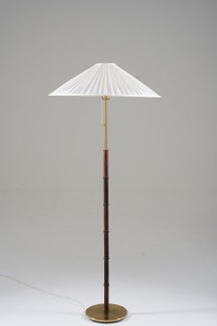 Scandinavian Midcentury Floor Lamp in Brass and Wood by Falkenbergs, Sweden