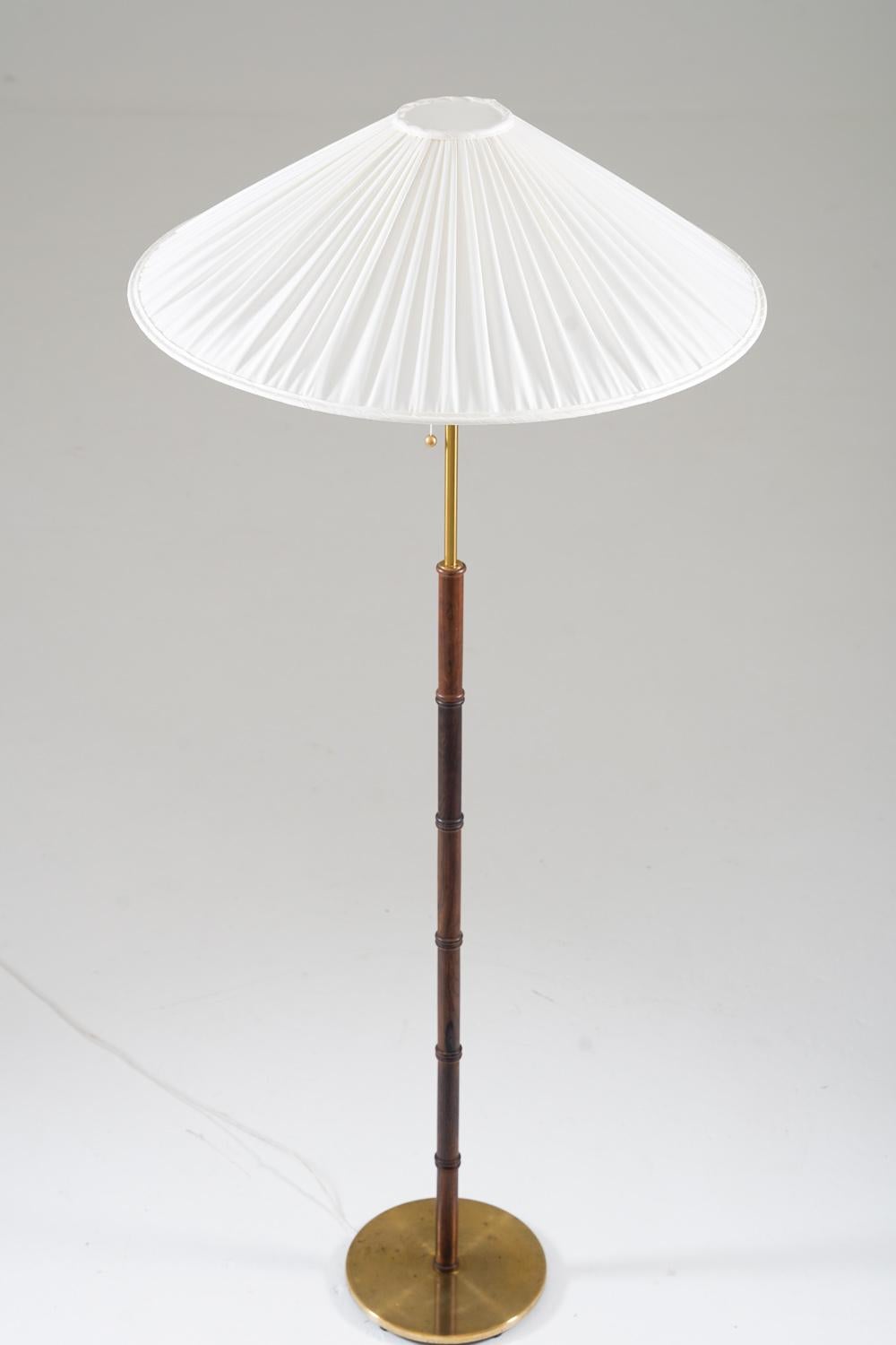 Mid-Century Modern Scandinavian Midcentury Floor Lamp in Brass and Wood by Falkenbergs, Sweden For Sale